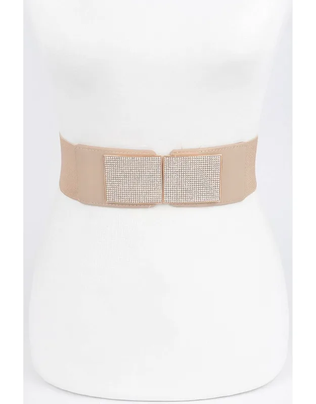 Rhinestone Metal Buckle Stretch Belt