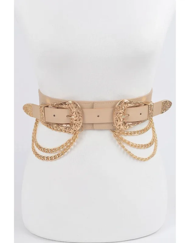Multi Metal Chain Layered Stretch Belt