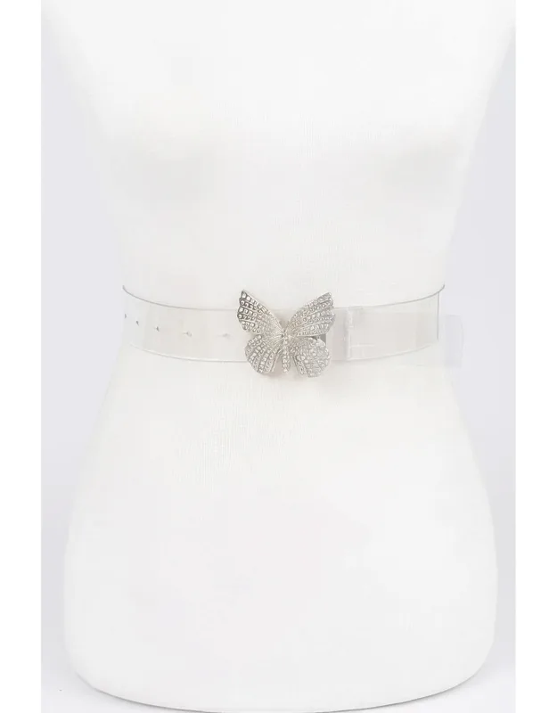 Rhinestone Butterfly Transparent Belt