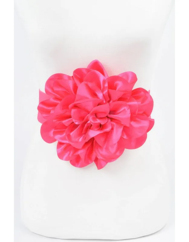 Satin Big Flower Elastic Belt