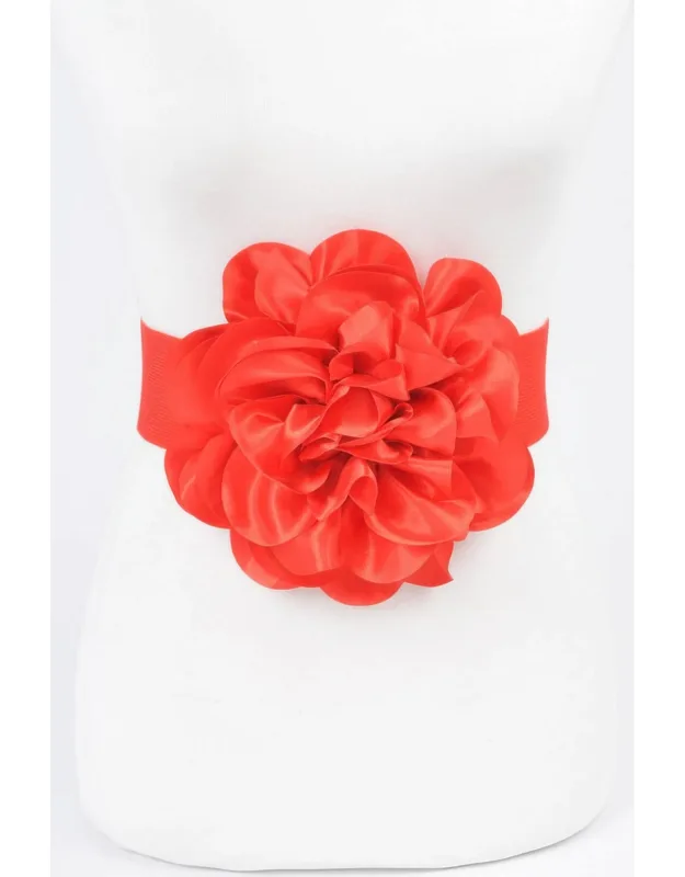 Satin Big Flower Elastic Belt