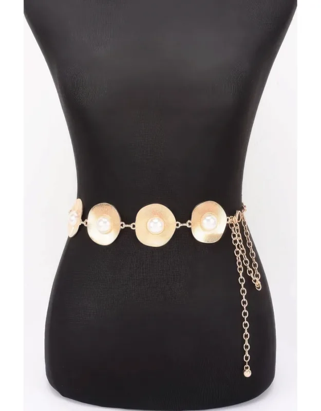 Pearl Accent Disc Chain Belt