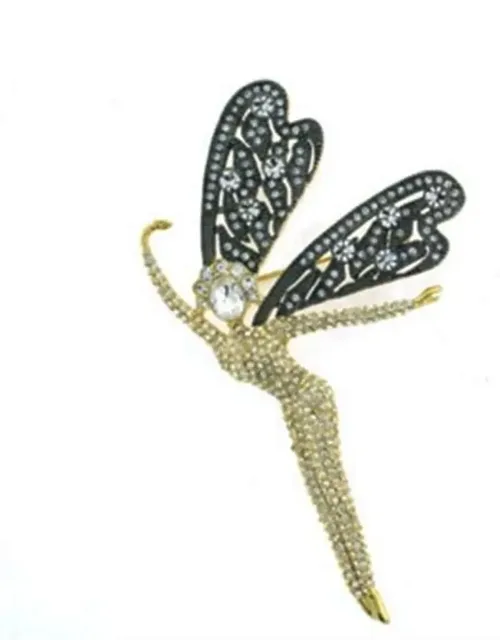 Gold Brass Brooch With Top Grade Crystal