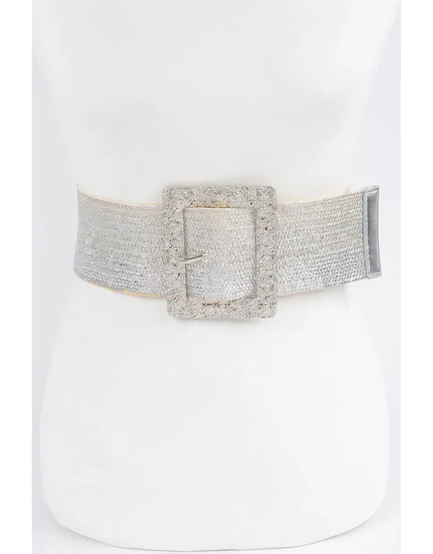 Wide Metal Buckle Clear Belt