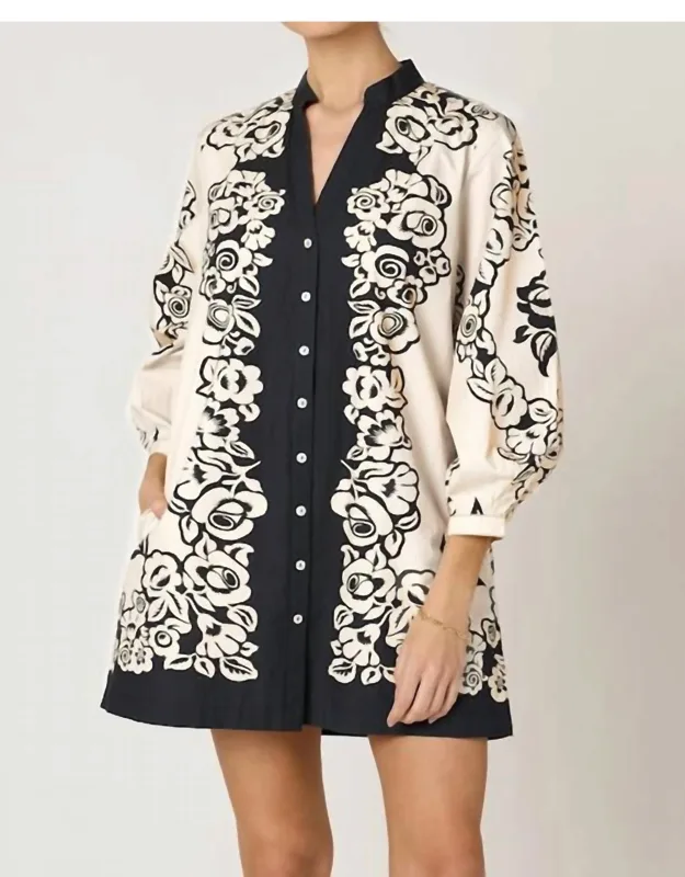 Lilian Mini Dress - Chic Collar Neckline, Practical Pockets