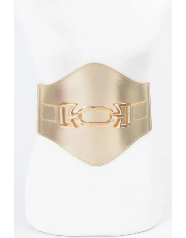 Faux Leather Wide Elastic Belt