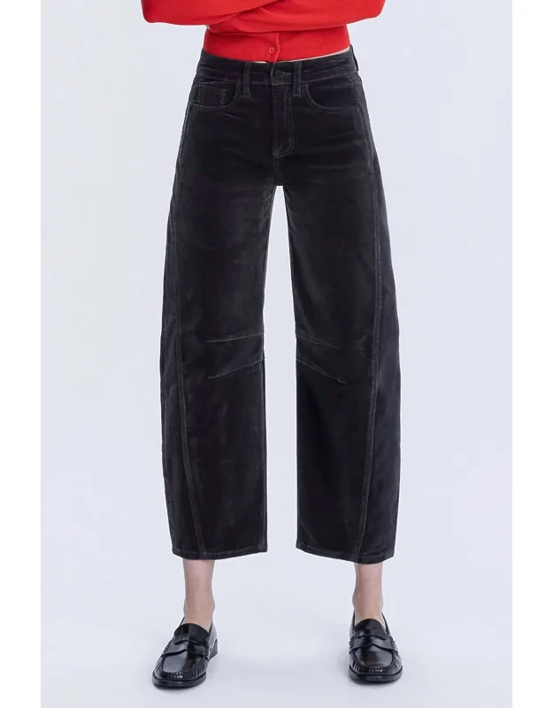 High Rise Crop Corduroy Barrel Jeans