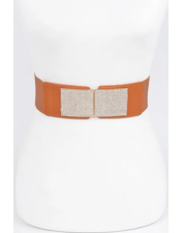 Rhinestone Metal Buckle Stretch Belt