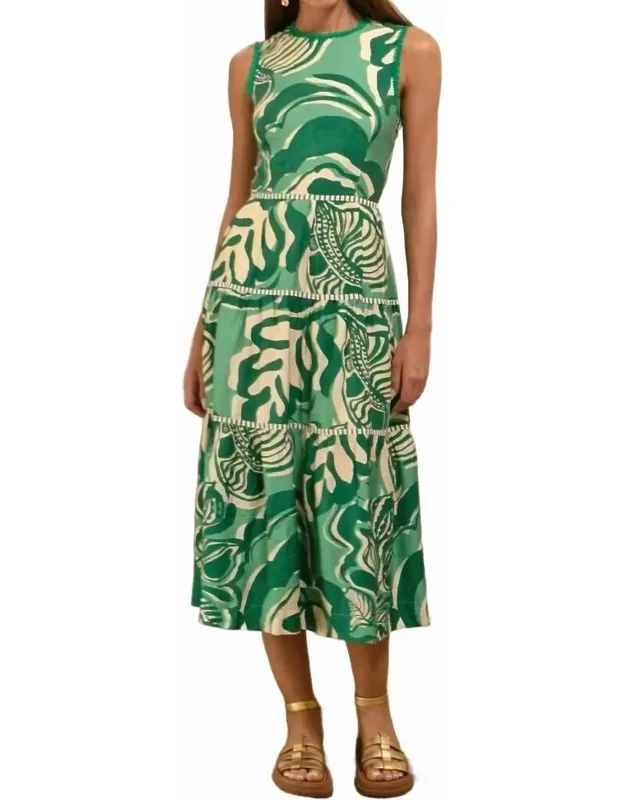 Alva Leaf Midi Dress