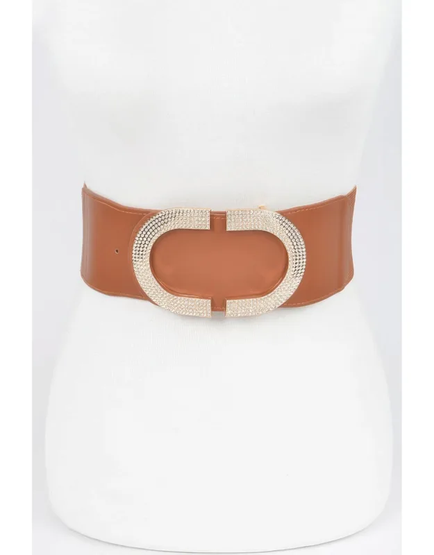 Rhinestone Buckle Stretch Belt
