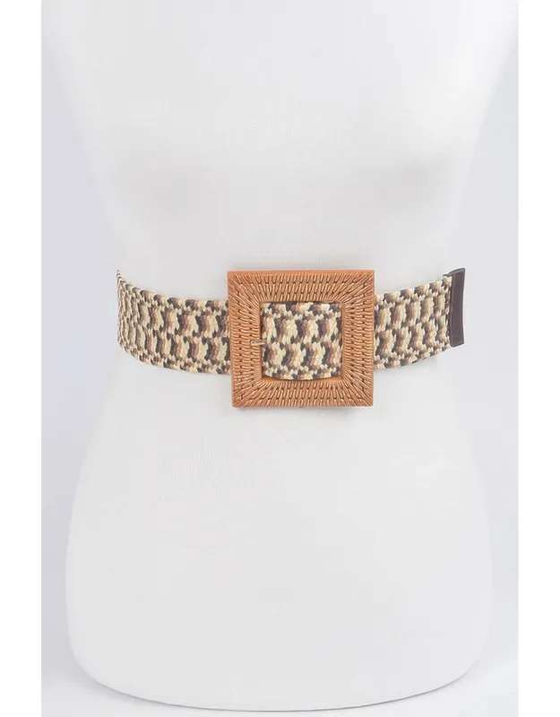 Faux Bamboo Buckle Elastic Belt