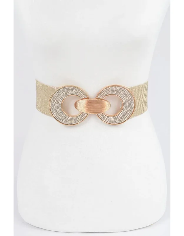 Rhinestone Two Buckle Elastic Belt
