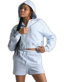 Piped Cropped Full-zip Hoodie