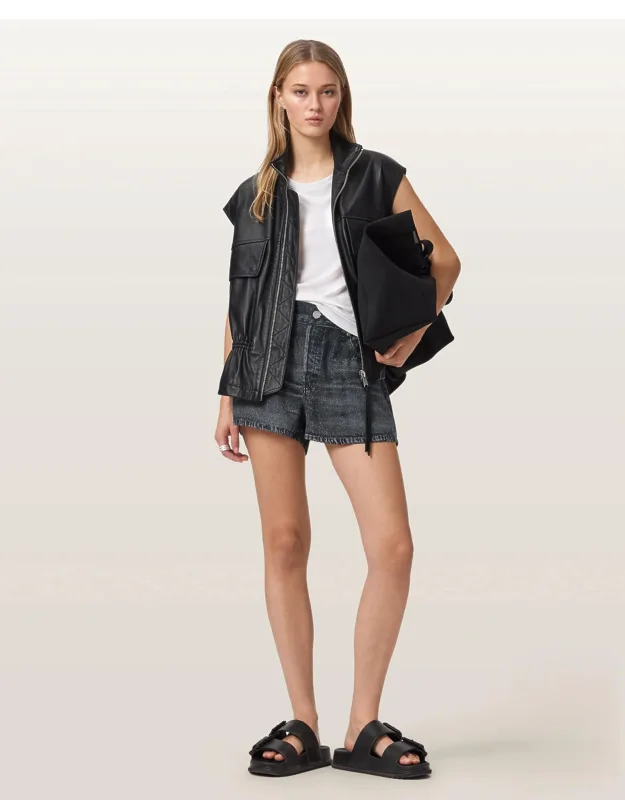 Tyler Wide Leg Illusion Of Denim Shorts