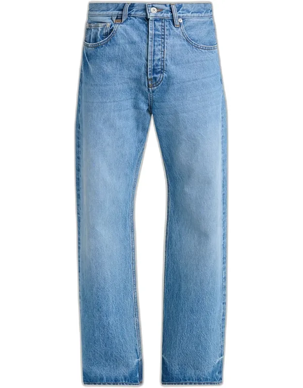 Stonewashed Denim Straight-leg Jeans