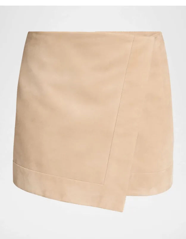 Asymmetric Suede Mini Skirt