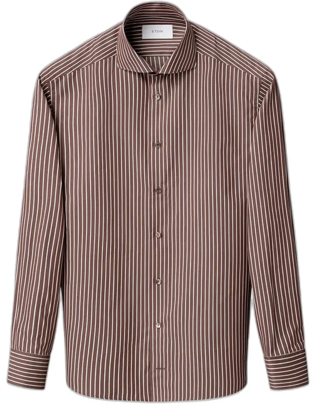 Slim Fit Stripe Cotton And Silk Dress Shirt