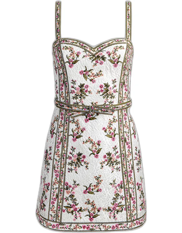 Embroidered Jacquard Mini Dress
