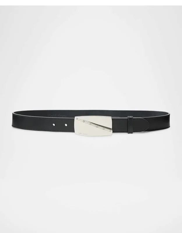 Engraved Buckle Leather Belt