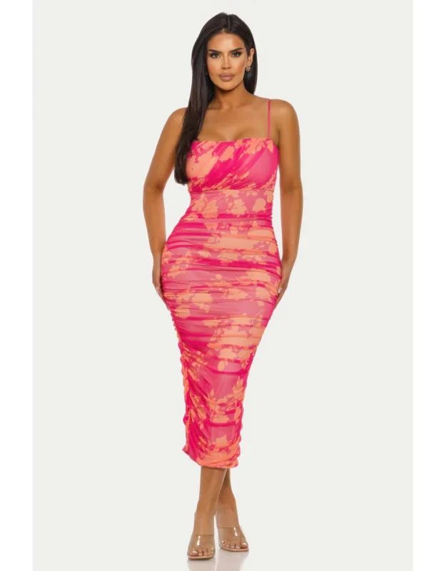 Sunset Bloom Mesh Dress