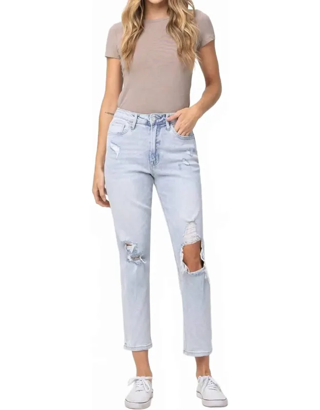 Ripped Stretch Mom Jeans