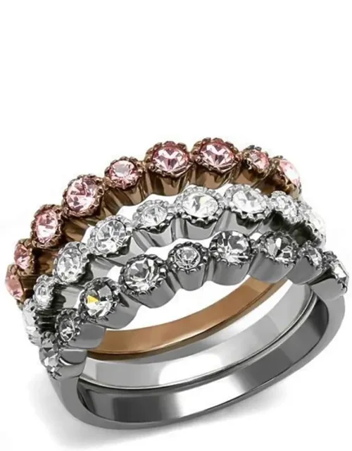 Light Stainless Steel Ring With Top Grade Crystal In Multi Color