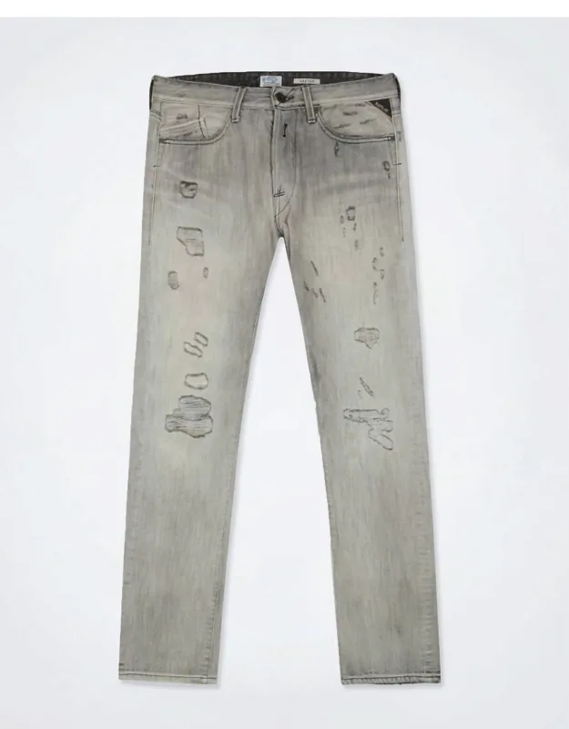 Distressed Denim Straight Leg Jeans