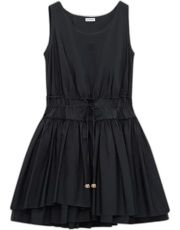 Ruffle Cotton-rib Mini Tank Dress