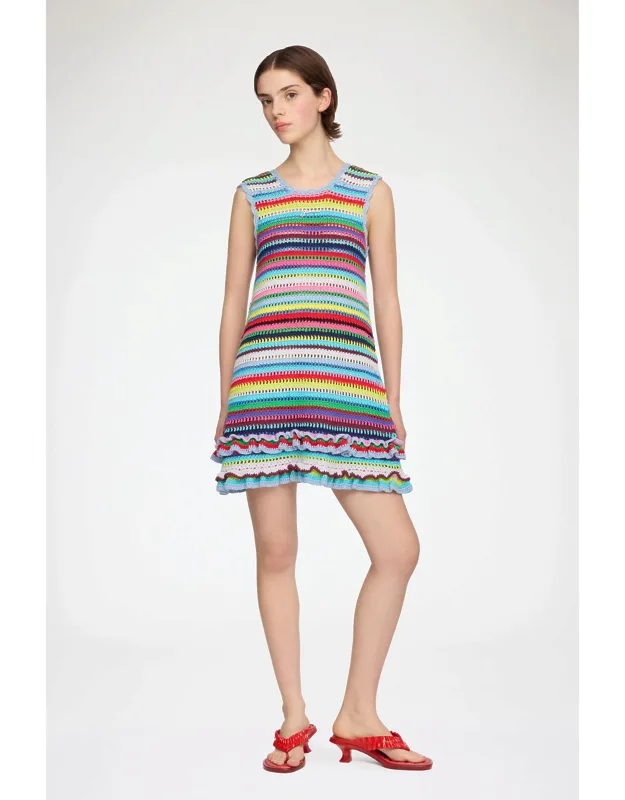 Mixed Dress In Striped Crochet
