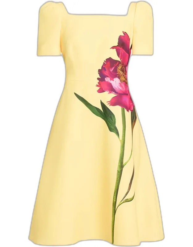 Floral-print Scuba Midi Dress