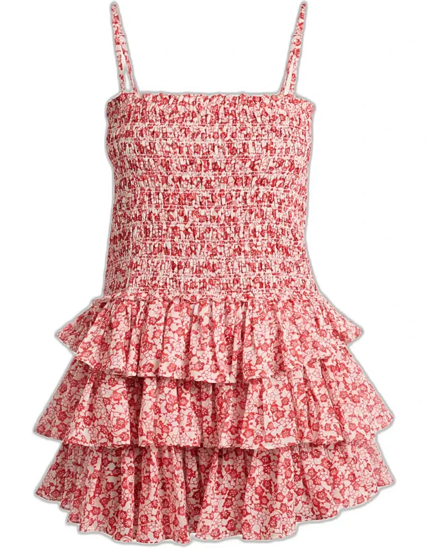 Floral-print Smocked Ruffle Mini Dress