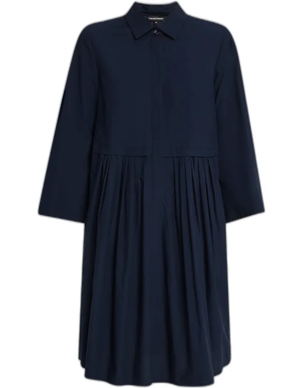 Pleated Cotton Poplin Dress