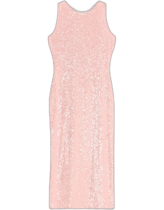 Sequined Halter Midi Tube Dress