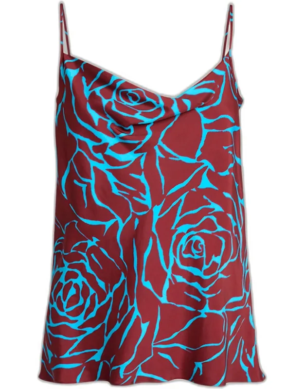 Floral-print Cowl-neck Top
