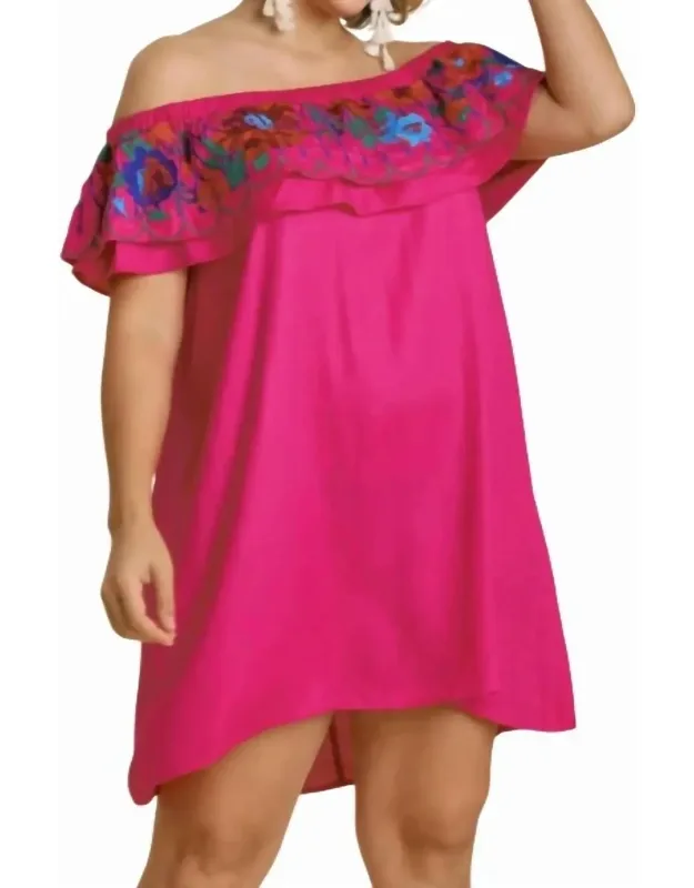 Floral Embroidered Ruffled Dress