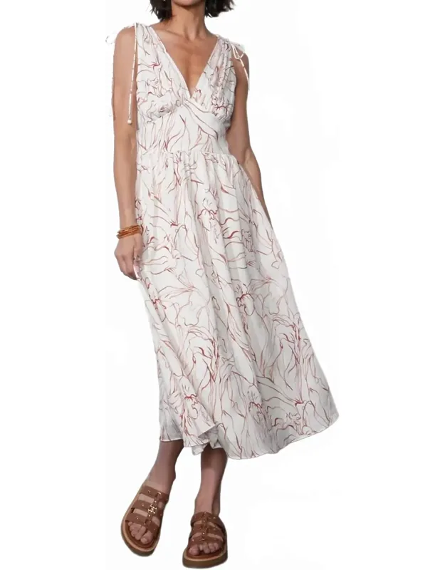 Tie Shoulder Midi Dress