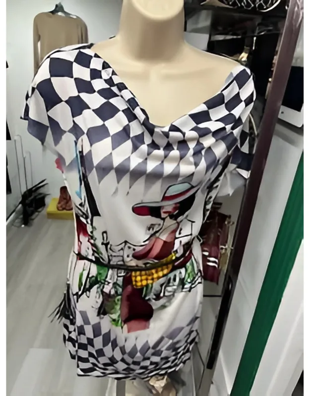 Belted Cowl Neck Tunic Top