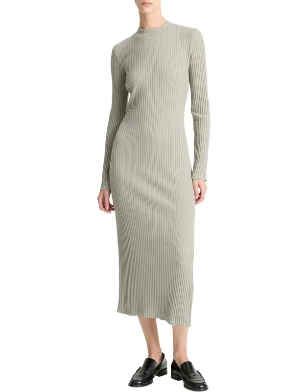 Rib High Crew Neck Dress