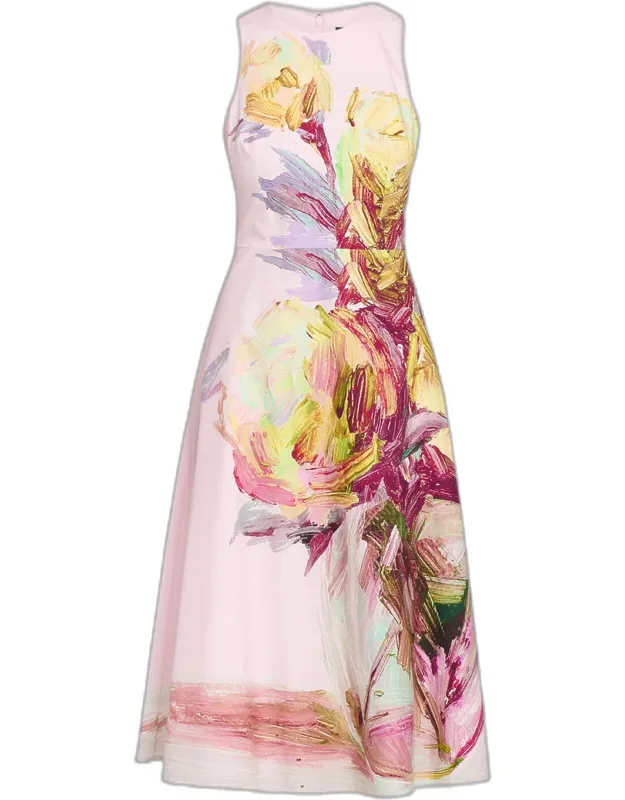 Floral-print Cotton Midi Dress