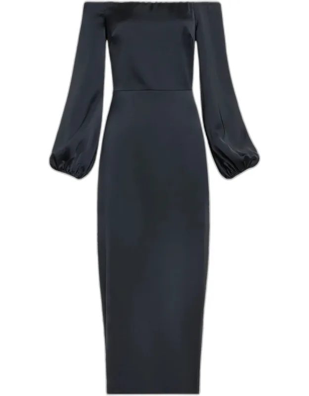 Shiyan Off-shoulder Stretch Satin Midi Dress