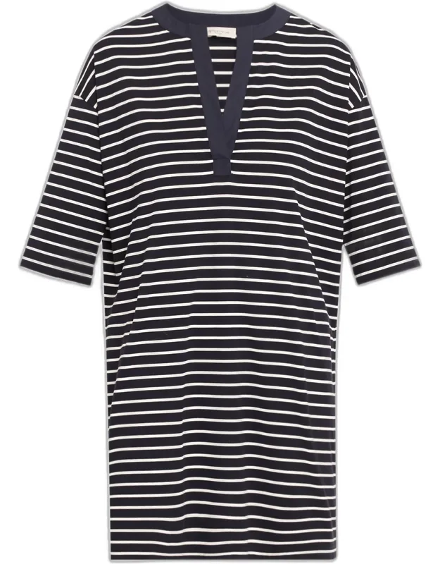 Striped Jersey Mini Shift Dress