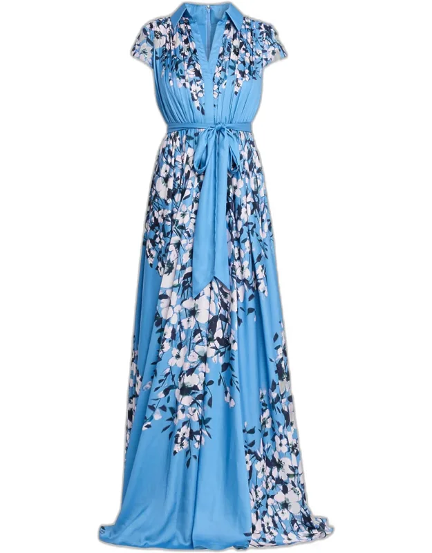 Floral-print Chiffon Maxi Dress