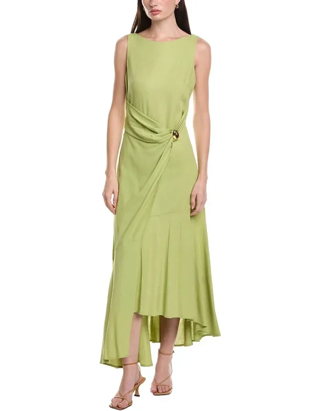 Linen-blend Sleeveless Midi Dress