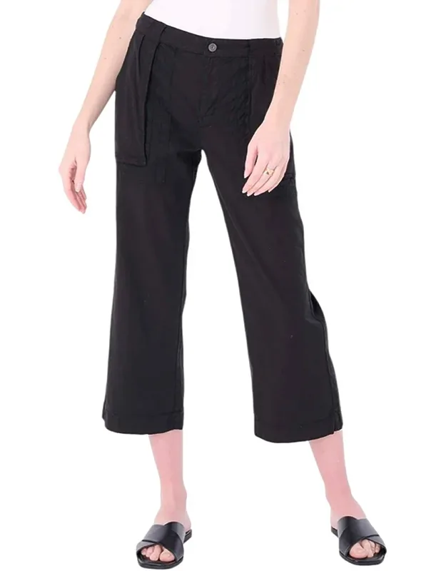 Linen-blend Cropped Pants