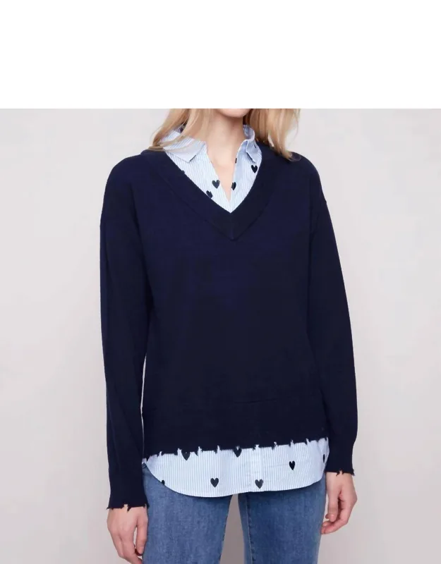 Layered Poplin Sweater
