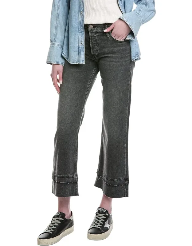 Rosie High-rise Wide Leg Ankle Raw Hem Jeans