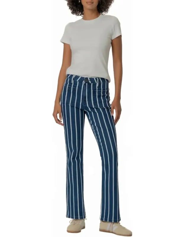 Kelsey High Rise Ankle Flare Jeans With Flared Leg And Patch Pockets
