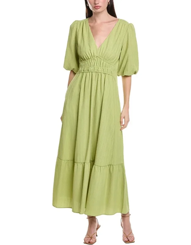 Wave Crepe Short Sleeve Midi Dress