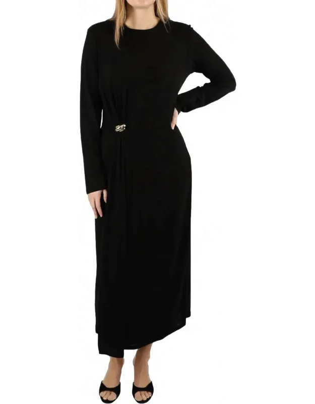 Side Draped Long Sleeve Dress