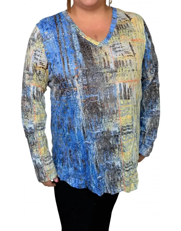 Long Sleeve Crinkle Tunic Top